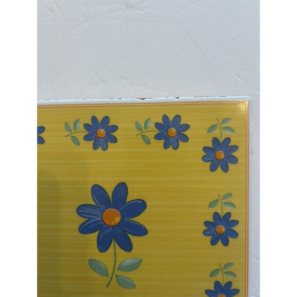 Vtg Furio Home Italian 8” Tile Trivet Yellow Blue Daisy Art Pottery Terra Cotta - Picture 5 of 13